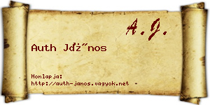 Auth János névjegykártya